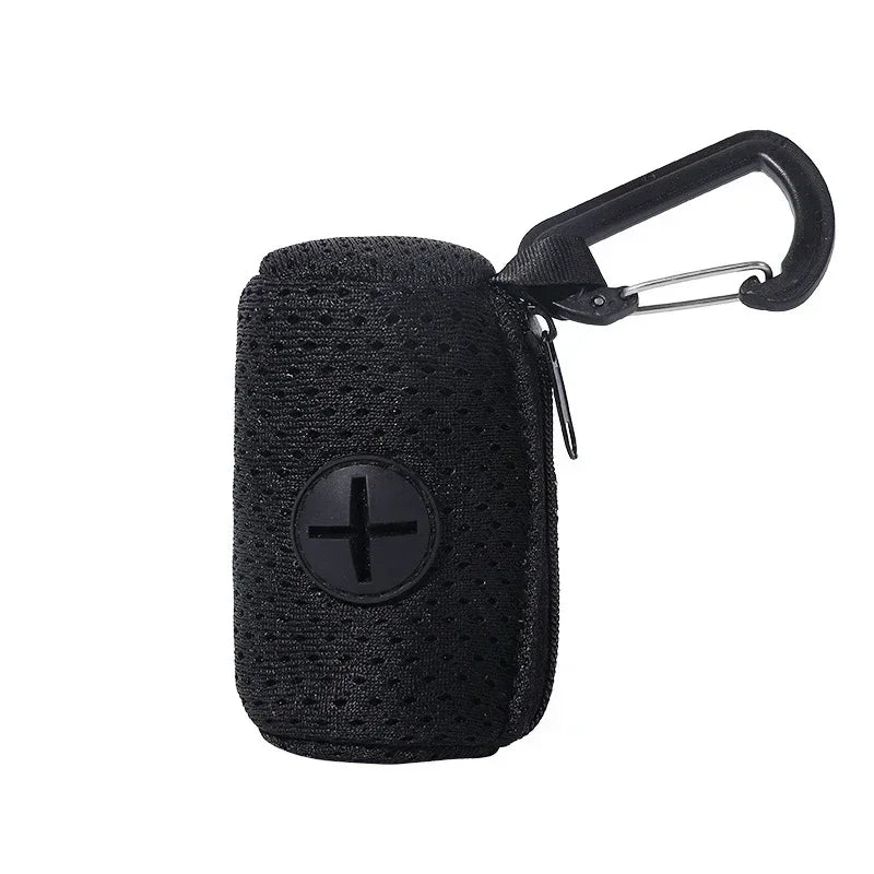 Pet Poop Bag Storage Bag Dispenser Mesh Fabric Pooper Bag Dispenser LeashHook Waste Bag Pet Supplies for Outdoor Activity