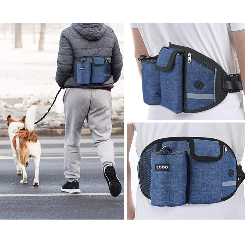 Dog Training Waist Bag Treat Bag Hands-free Sports Multifunction Outdoor Walk Outdoor Walk Dog Leash Reflective Waterproof Nylon
