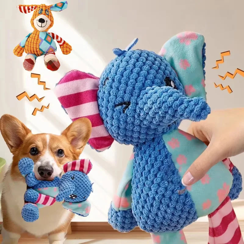 Pet Plush Toy Cute Animals Bite Resistant Interactive Squeaky Dog Chewing Toy Pet Dog Teeth Cleaning Chew Toy Pet Supplies