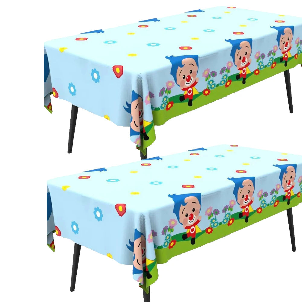 Plim Clown Tablecloth Decorations Plim Plim Disposable Table Covers for Kids Birthday Party Circus Clowns Baby Shower Supplies