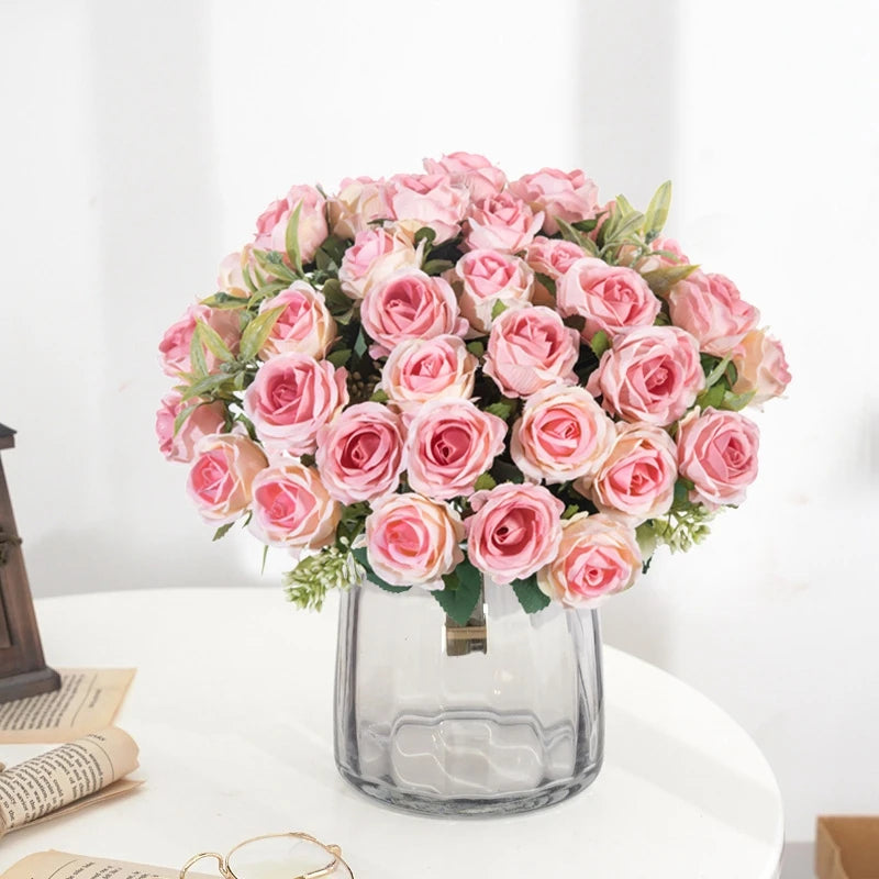 10 Heads Artificial Flowers Scrapbooking Silk Roses Wedding Party Bouquets Household Products Vases for Home Festival Decoration