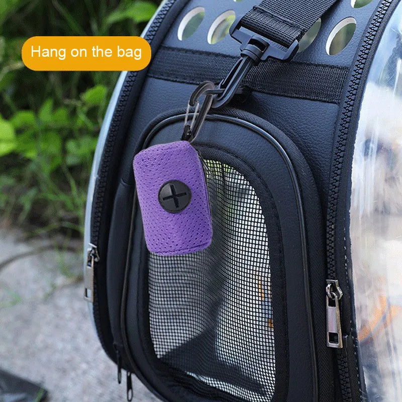 Pet Poop Bag Storage Bag Dispenser Mesh Fabric Pooper Bag Dispenser LeashHook Waste Bag Pet Supplies for Outdoor Activity