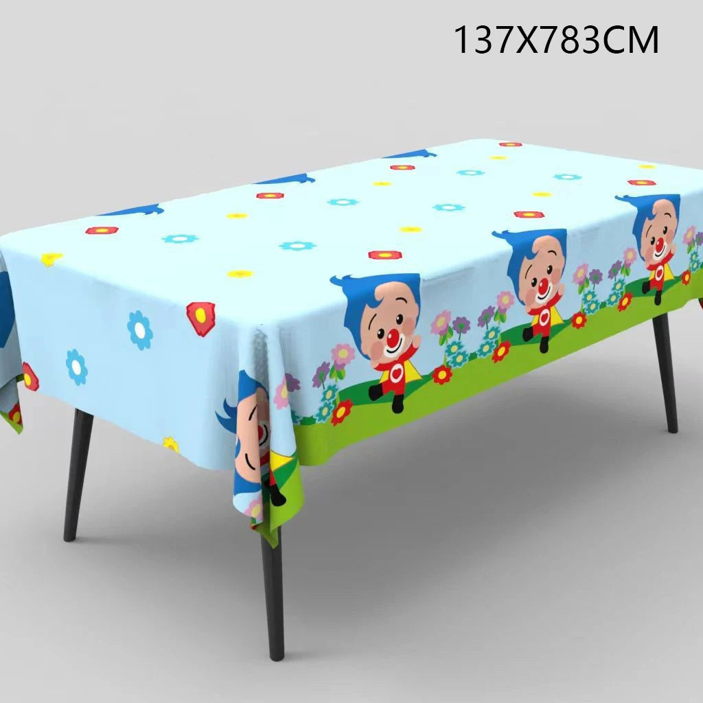 Plim Clown Tablecloth Decorations Plim Plim Disposable Table Covers for Kids Birthday Party Circus Clowns Baby Shower Supplies