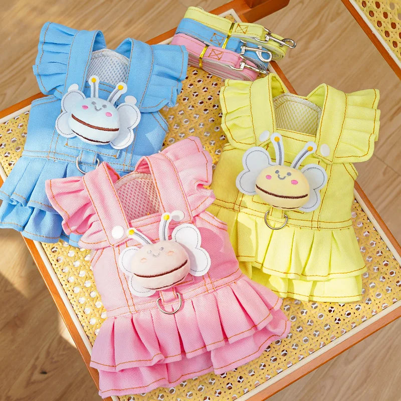 Pet Dog Harness Suspender Skirt With Leash Puppy Clothes Cat Dress Teddy Pet Corgi Supplies Dog Clothing Things for Dogs