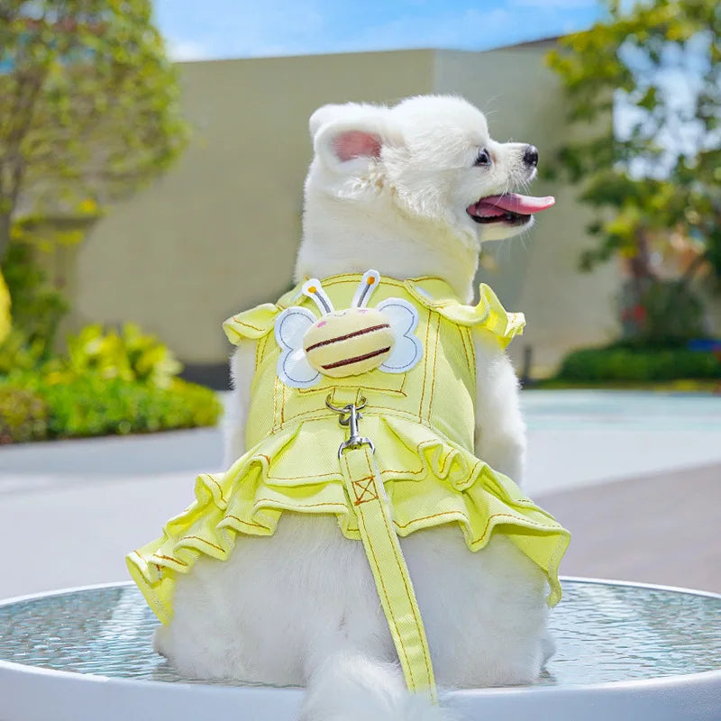 Pet Dog Harness Suspender Skirt With Leash Puppy Clothes Cat Dress Teddy Pet Corgi Supplies Dog Clothing Things for Dogs