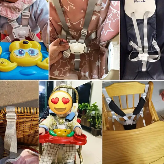 Universal Baby Safety Belt 3/5 Point Harness Dining Feeding Chair Belts Baby Protection Belt Lunch Seat Car Sleeping Fixed Belt