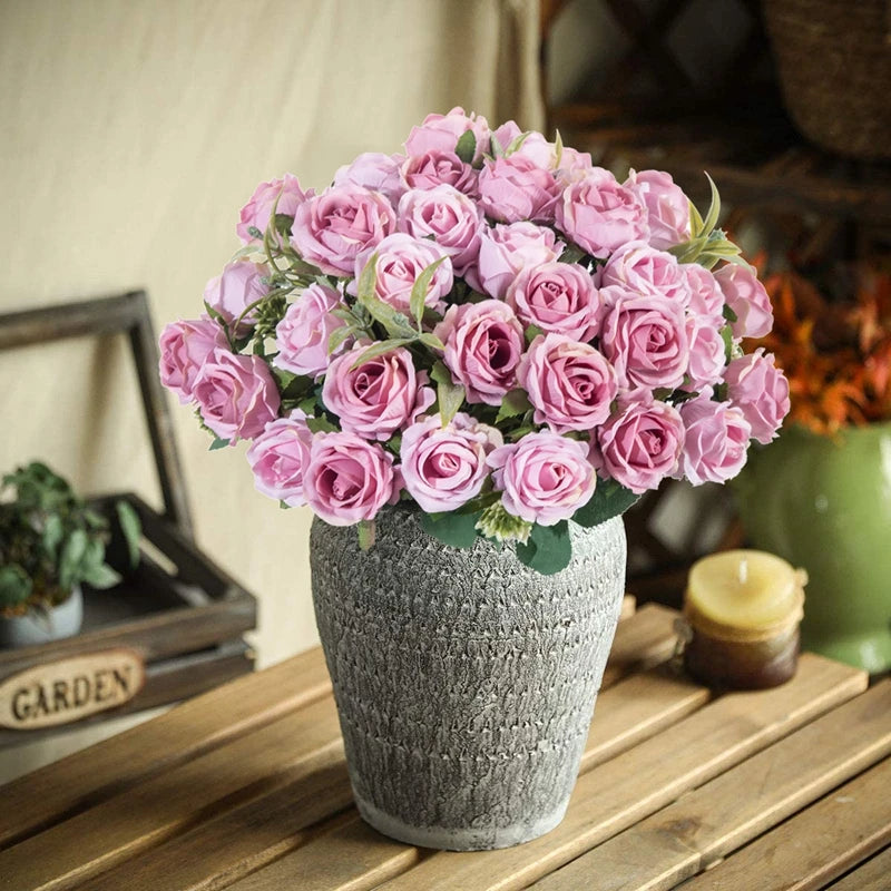10 Heads Artificial Flowers Scrapbooking Silk Roses Wedding Party Bouquets Household Products Vases for Home Festival Decoration