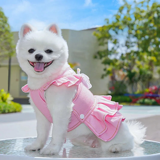 Pet Dog Harness Suspender Skirt With Leash Puppy Clothes Cat Dress Teddy Pet Corgi Supplies Dog Clothing Things for Dogs