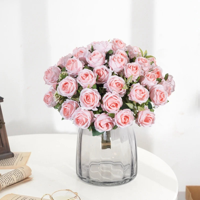 10 Heads Artificial Flowers Scrapbooking Silk Roses Wedding Party Bouquets Household Products Vases for Home Festival Decoration