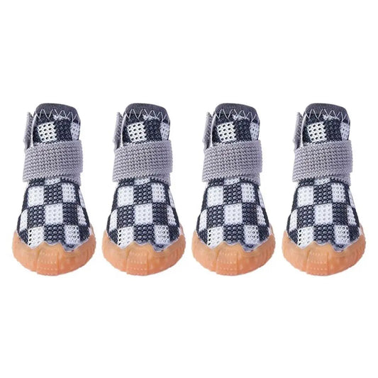 4pcs/set  Breathable Pet Dog Shoes Soft Anti-skid Puppy Mesh Shoes Wear-resistant Sandwich Mesh Hollow Dog Boots