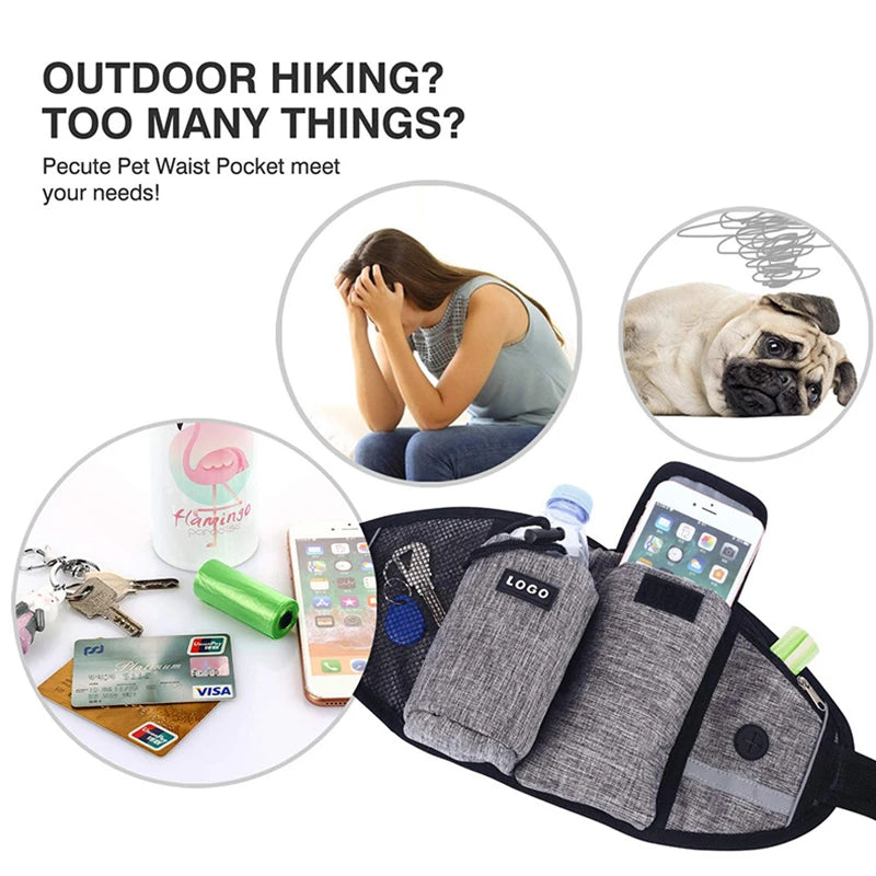 Dog Training Waist Bag Treat Bag Hands-free Sports Multifunction Outdoor Walk Outdoor Walk Dog Leash Reflective Waterproof Nylon