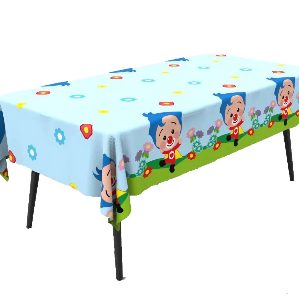 Plim Clown Tablecloth Decorations Plim Plim Disposable Table Covers for Kids Birthday Party Circus Clowns Baby Shower Supplies