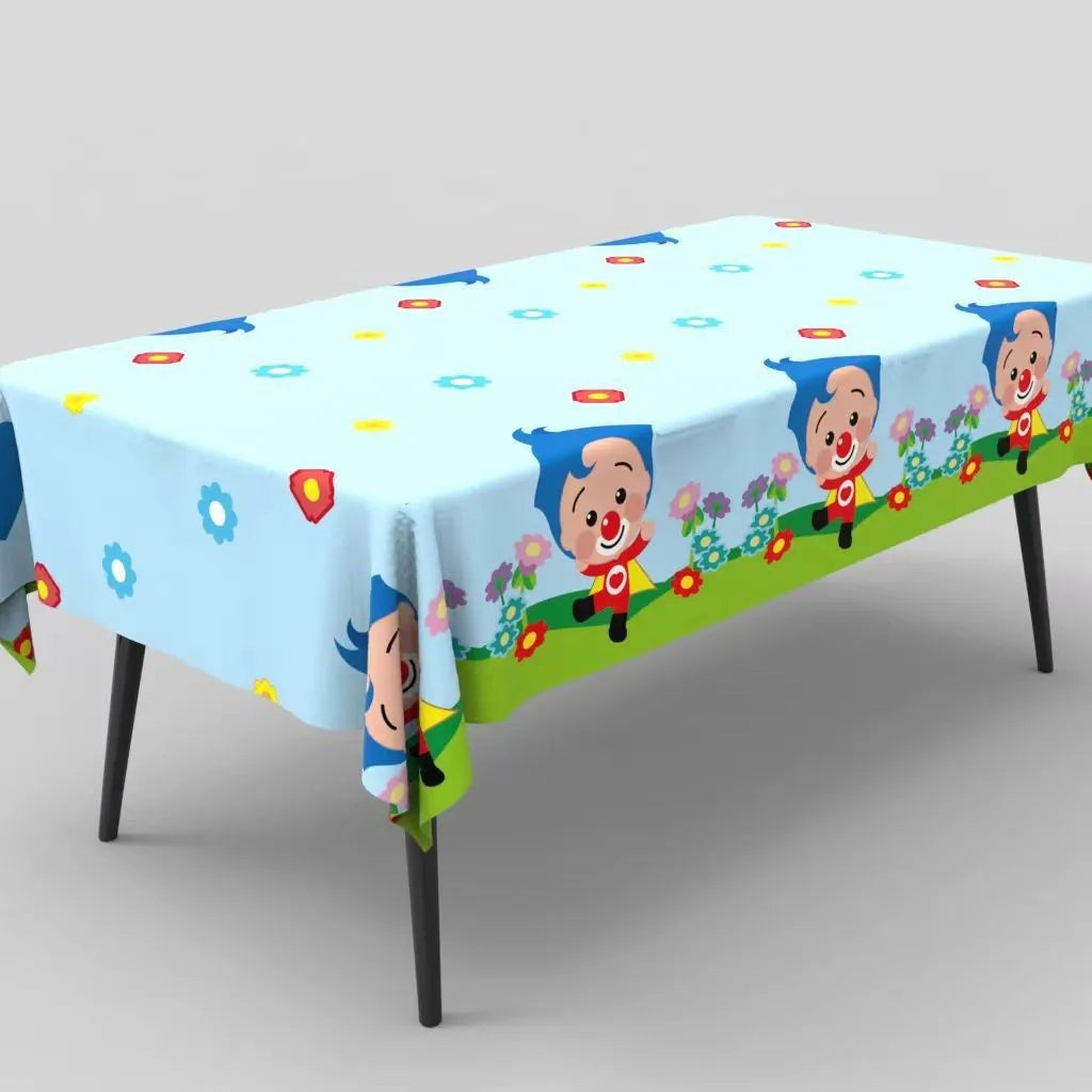 Plim Clown Tablecloth Decorations Plim Plim Disposable Table Covers for Kids Birthday Party Circus Clowns Baby Shower Supplies