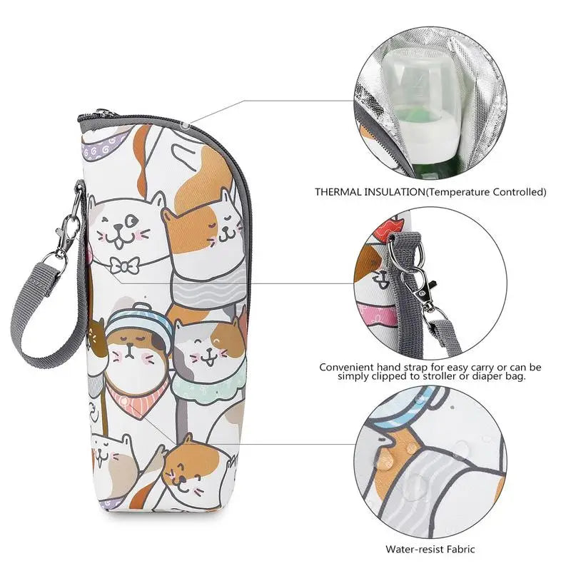 Baby Bottle Travel Bag Insulated Baby Bottle Cooler Bag Portable Waterproof Carrier Pouch Storage Container Travel Accessories